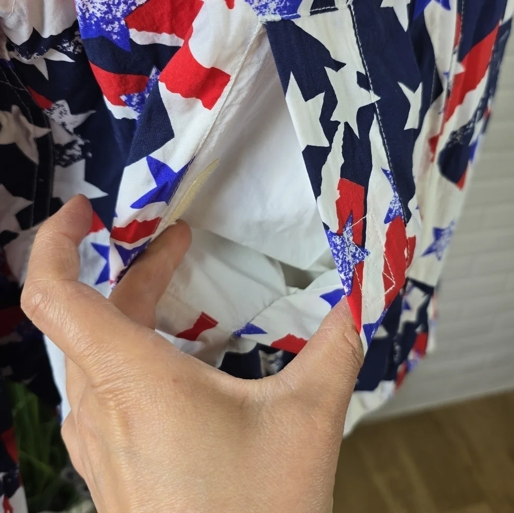 Vintage Liz Sport Patriotic Stars And Stripes Print Jacket Oversized Medium